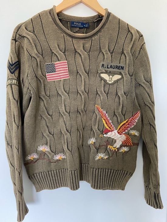 Polo Ralph Lauren Sweaters - Polo by Ralph Lauren Women’s Olive Cable-Knit Embroidered Patch Sweater-M